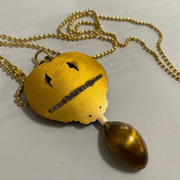 Mini Spoon Pendant Necklace The Tiny Enamel Egyptian Sacred Scarb Jewel God - Picture 4 of 4